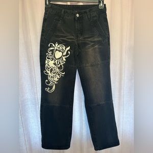 black jeans with design